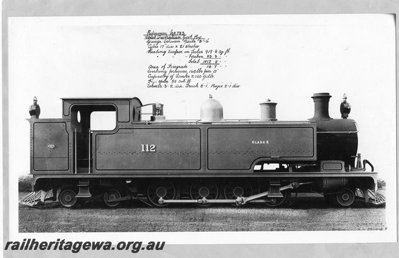 P00008
K class 112, builder's photo, side view, renumbered K class 191 before entering service
