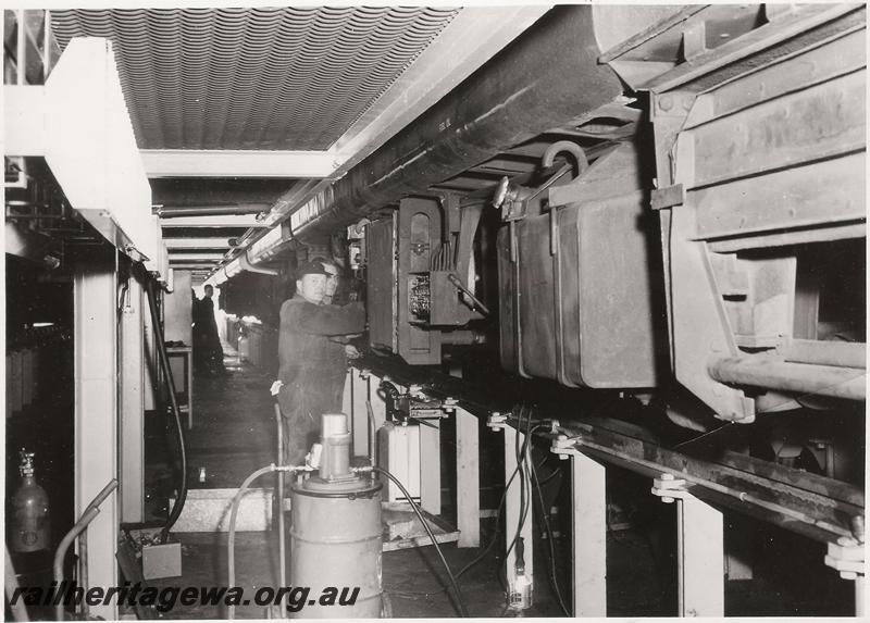 P00591
Railcar servicing facilities showing the sunken floor, East Perth Railcar depot 
