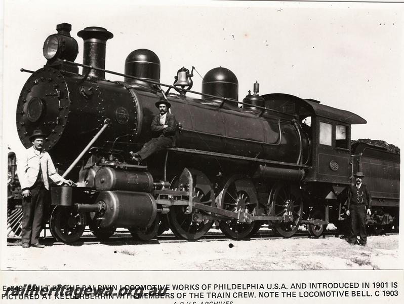 P00654
EC class 249, Kellerberrin with crew, front and side view, EGR line, c1903
