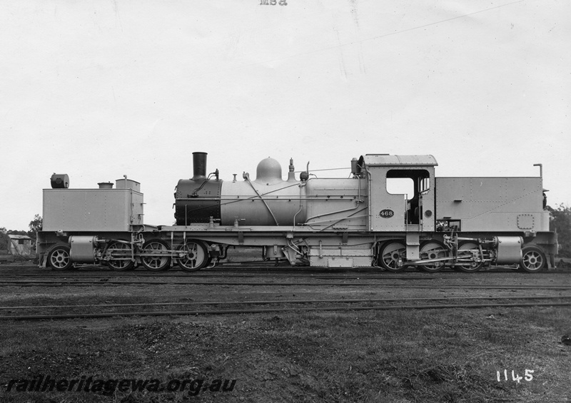 P01452
MSA class 468 Garratt loco, in photographic grey livery, builder's photo. Side view, same as P6154, opposite side to P1010

