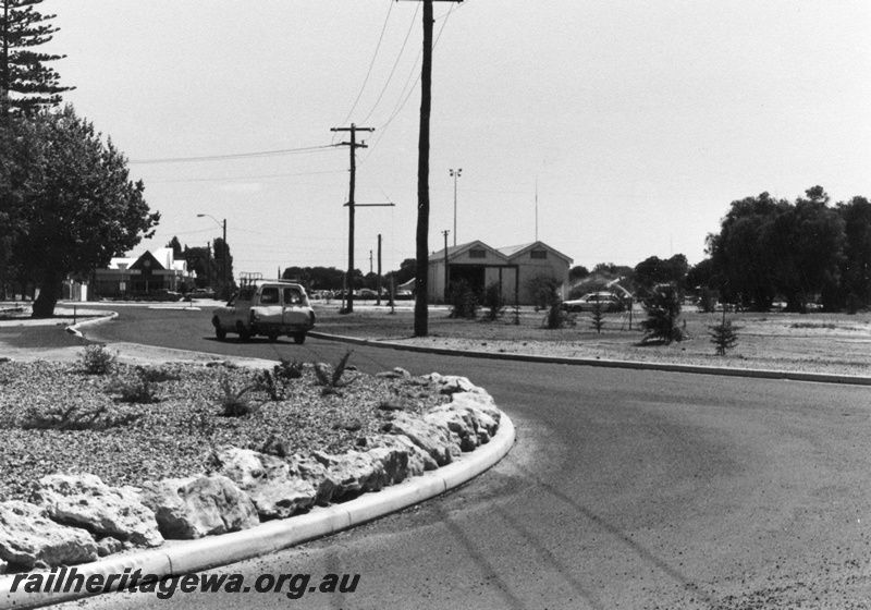 P02597
Goods shed, Busselton, BB line, distant view across the new developments which replaced the railway yards
