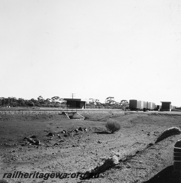 P03131
Goods carriages, Bonnie Vale station, standard gauge, culvert
