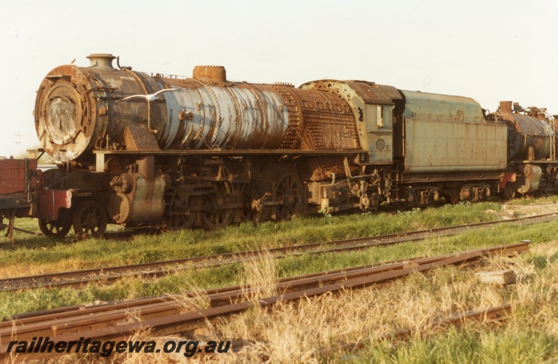 P03374
V class 1209, Queenscliff, Victoria on the Bellarine Peninsular Railway, front and side view.
