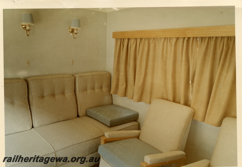 P04013
AN class 413 carriage, Vice Regal car, interior, lounge and lounge chairs
