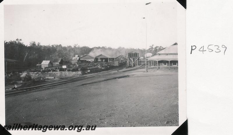 P04539
Jarrahdale Mill showing water tank and railway line
