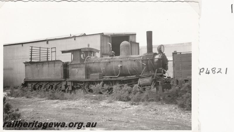 P04821
Lakewood Firewood Co. loco No.9, Lakewood, side and front view
