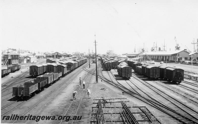 P06750
Yard, Fremantle, looking west, taken at 12.40 pm, E shed in background
