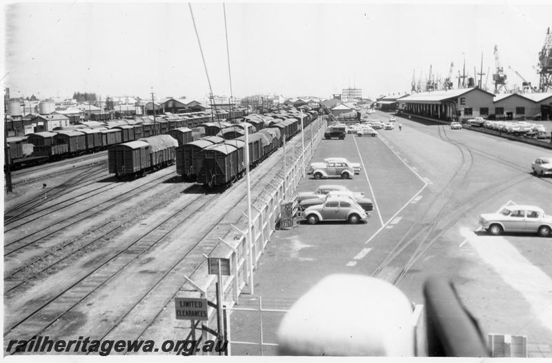 P06753
Yard, Fremantle, looking west, E shed in background
