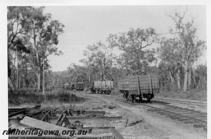 P08294
Millars loaded rolling stock in Timber Yard at Yarloop
