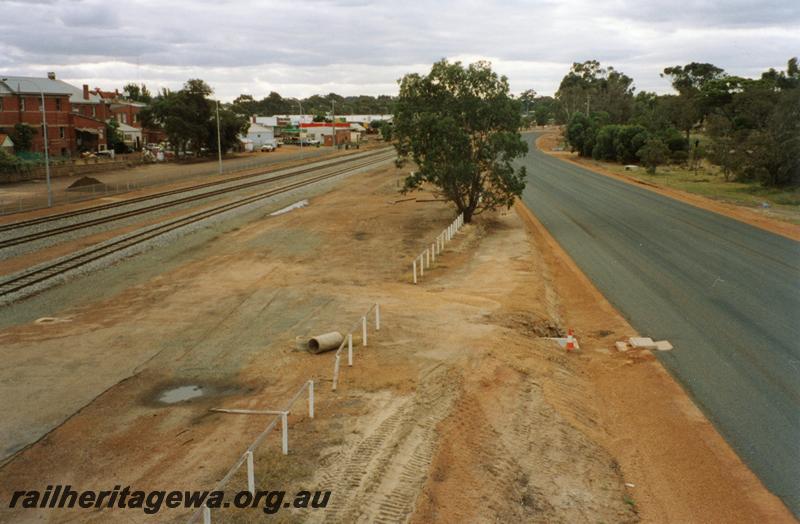 P08318
Station yard, Narrogin, GSR line, view looking north from footbridge

