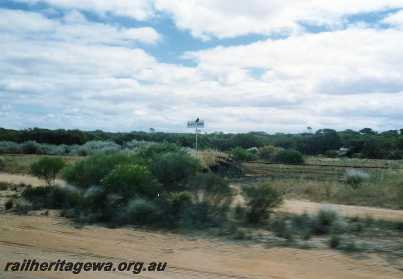 P08612
Abandoned siding, nameboard, Beatty, NR line
