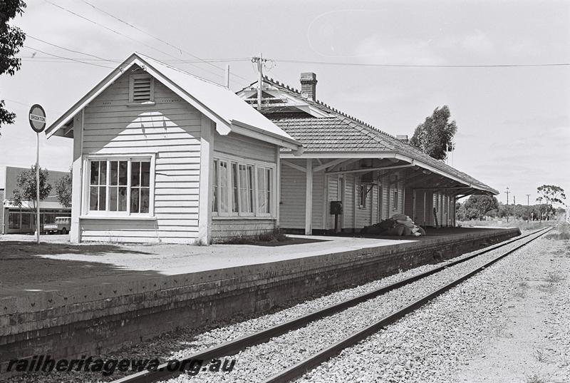 P09119
Signal box, station building, Brookton, GSR line, taken from the western side looking south..
