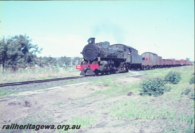 P09677
PMR class 722 on goods train. Ex MRWA BLA class van in the MRWA blue livery in the consist.
