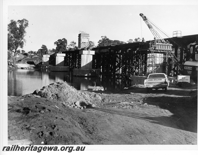 P10770
Concrete pylons under construction for the new bridge over the Swan River at Guildford.
