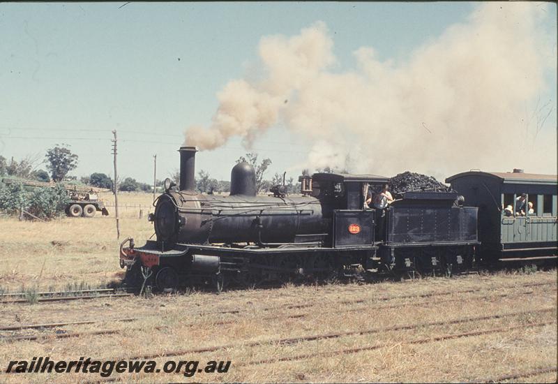 P11927
G class 123 on special train, departing Dardanup. PP line.

