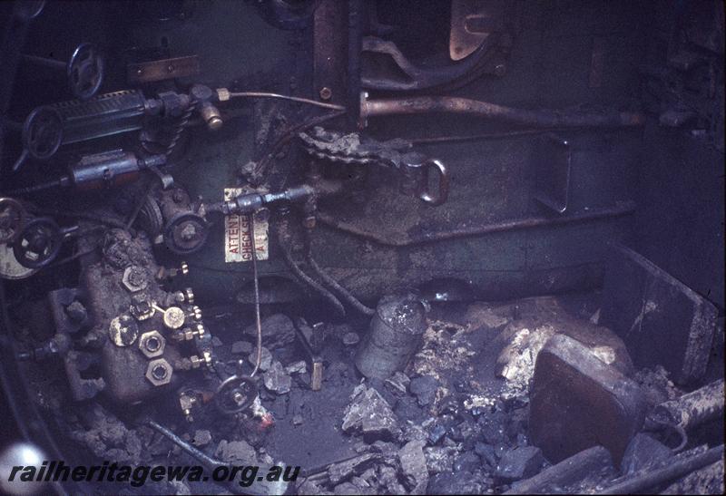 P11985
V class 1206, inside cab detail, Mundijong Junction accident. SWR line.
