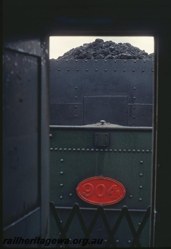 P12118
W class 904, tour train, back of tender from front van, West Toodyay. Avon Valley line.
