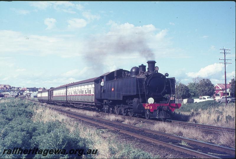 P12292
DM class 583, up show special, between Subiaco and Daglish, railcar in background at Subiaco. ER line.
