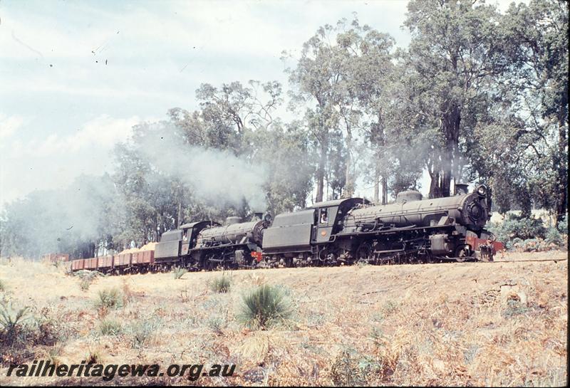 P12431
W class 922, W class 924, ballast train near Catterick, PP line. Additional wagons for brake power.
