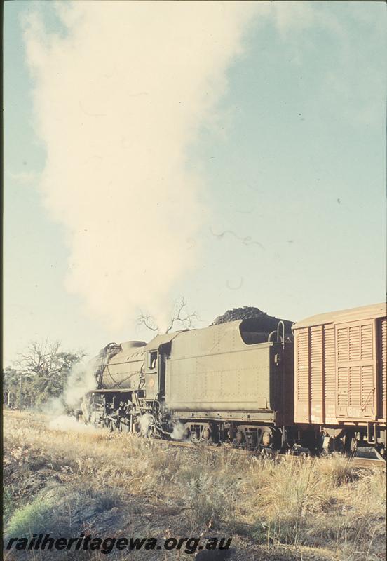 P12474
V class 1221, colour light signal, station building, departing Coolup, SWR line. Rear view.
