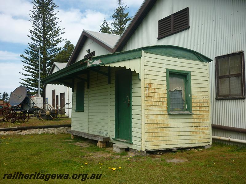 P12588
1 of 4 views of the Ladies Waiting Room at the Esperance Bay Museum, CE line, temporarily located at the seaward end of the goods shed, front and right hand end view
