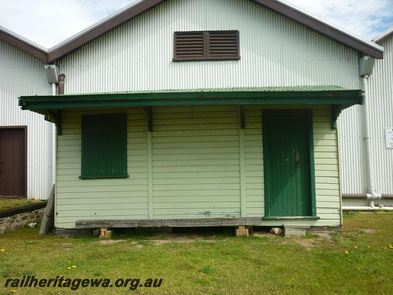 P12589
2 of 4 views of the Ladies Waiting Room at the Esperance Bay Museum, CE line, temporarily located at the seaward end of the goods shed, front on view
