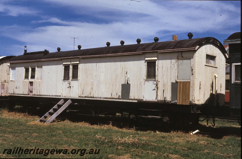 P13787
AL class 1, ex VW class 5000, ex VY class 5000 bullion van, in the ownership pf the Bellarine Tourist Railway, Victoria, side and end view

