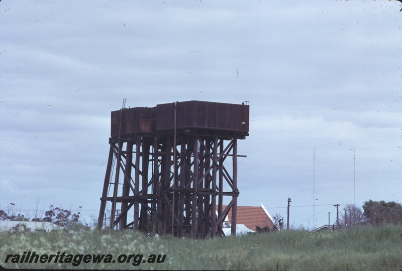 P14349
Water towers  side by side, two 25,000 gallon cast iron tanks, Brunswick Junction, SWR line.
