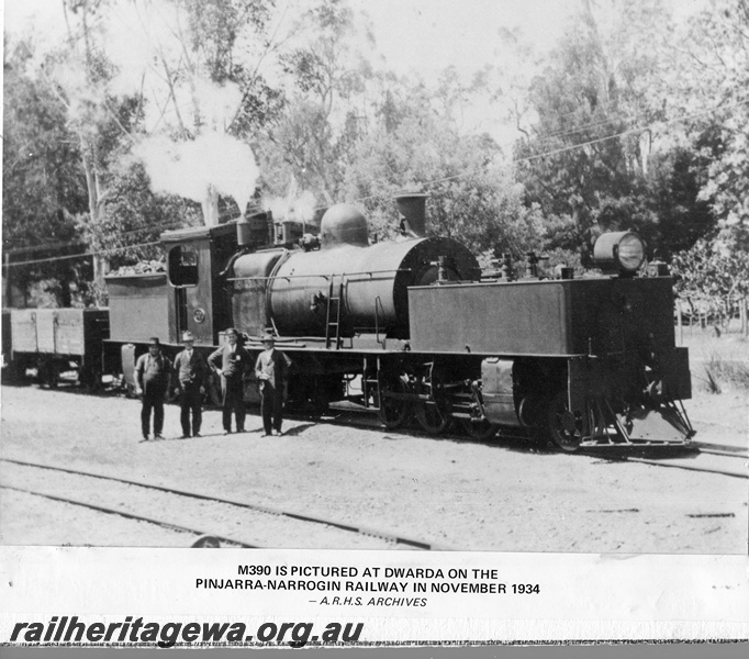 P14893
M class 310 Garratt on No. 191 Mixed Goods,mn standing in front of the loco,  Dwarda, PN line, side and front view.
