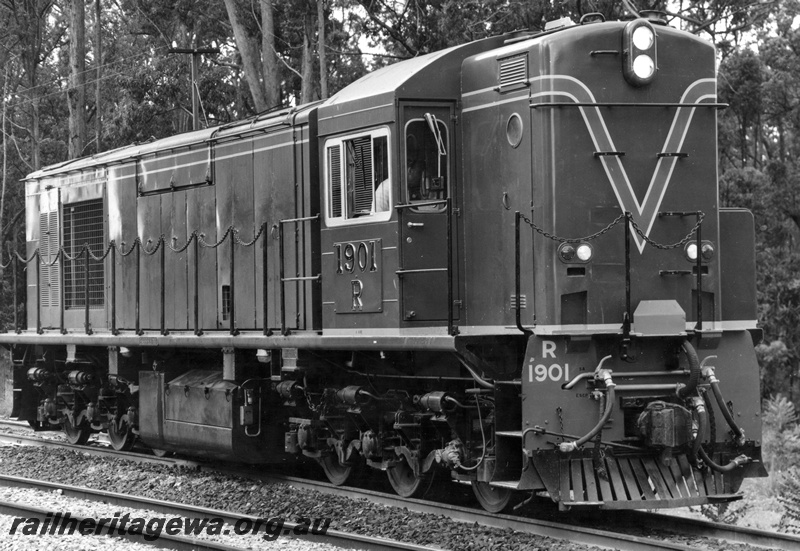 P15380
R class 1901 diesel locomotive pictured on trial after overhaul. Location Unknown.
