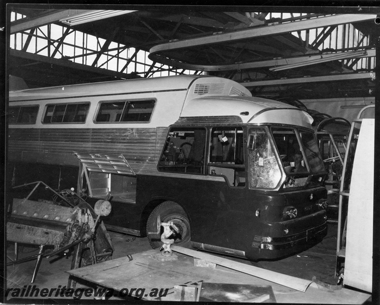 P16113
2 of 3. Railway Road Service Guy Scenicruiser road coaches being built at  