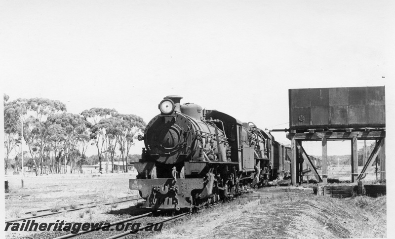 P17223
W class 959 and V class 1220, double heading goods train No 12, water tower, Yornaning, GSR line
