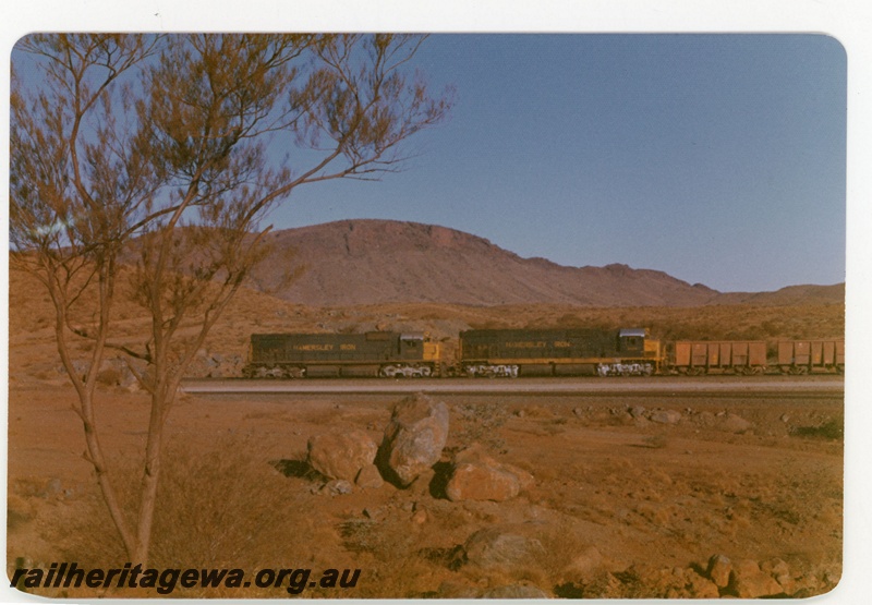 P18964
Hamersley Iron (HI) M636 class locomotives at Tom Price.
