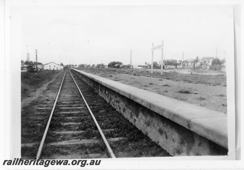 P19869
Hannan Street Station  showing platform and station nameboard. EGR line. 
