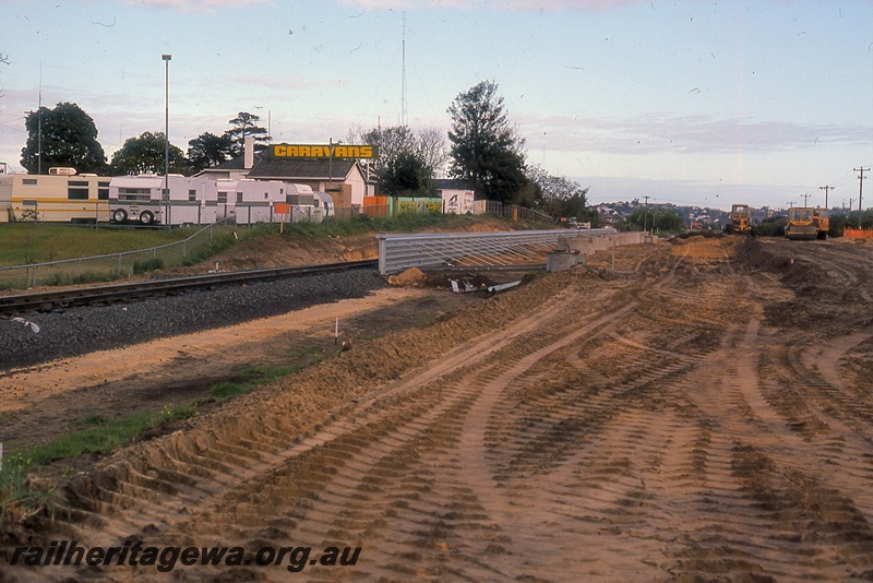 P19960
Section of track, caravan park, earthworks, earth moving equipment, Walliston, UDRR line
