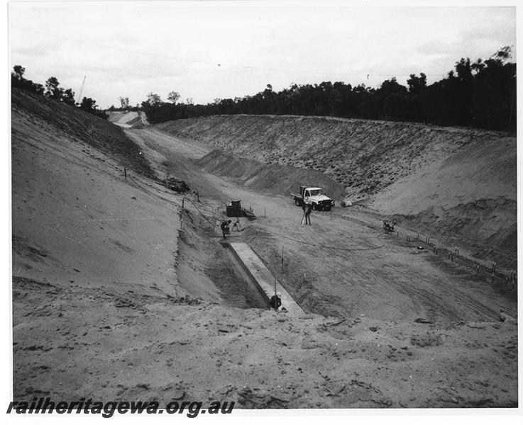 P20174
Northern Suburbs Railway -Joondalup - construction of cutting and bridge footings. Possibly Collier Pass bridge. NSR Line

