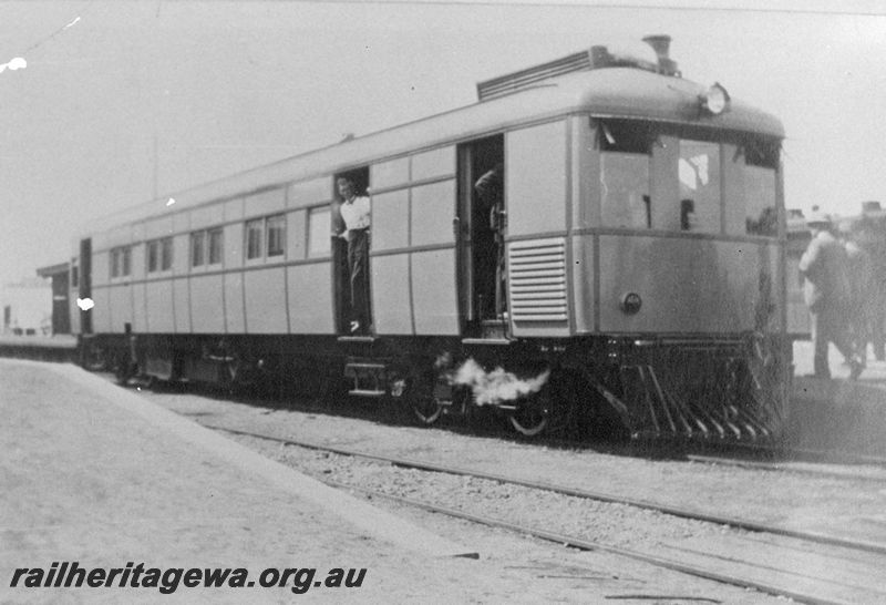 P20432
ASA class steam railcar on trial  to Pinjarra. SWR line.
