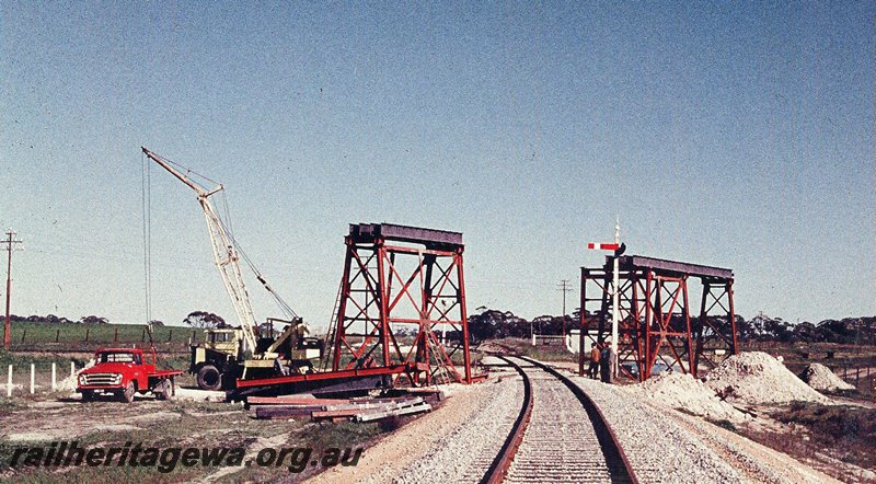 P20732
Meenaar Flyover under construction. View looking along the standard gauge railway. EGR line.
