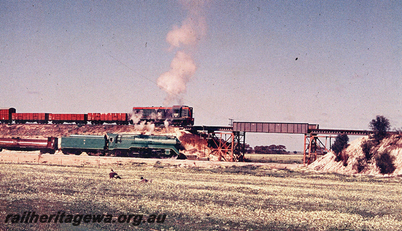 P20831
C 3801 steam locomotive and A class 1505  at Meenaar fly-over. EGR line.
