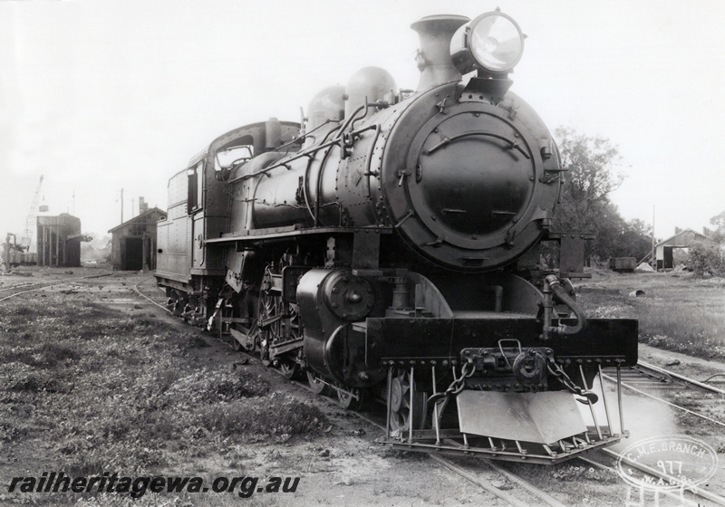 P20896
P class soon after delivery in 1924 at Midland Junction. Locomotive depot and coaling stage in background. ER line.
