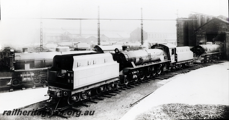 P20926
W class tender and other W class locomotives at Beyer Peacock & Co's Gorton Works, overall view of the work's yard
