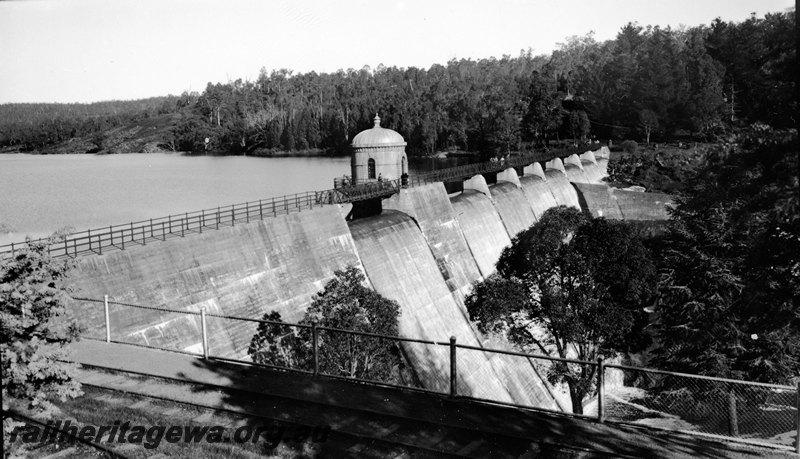 P22931
Mundaring Weir, dam wall, lake, forest, lookout, MW line
