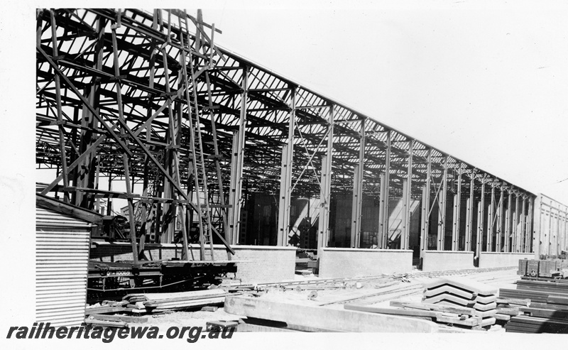 P23144
Shell Machining Annex building, under construction, Midland Workshops, ER line, view of roof details
