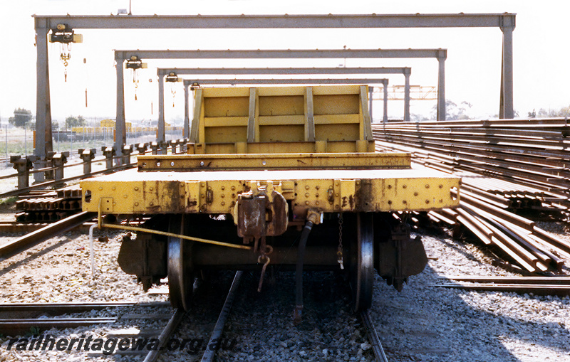 P23732
WSV class 30165 standard gauge bulk head wagon for rails. Former Commonwealth Railways R class wagon - end view. 
