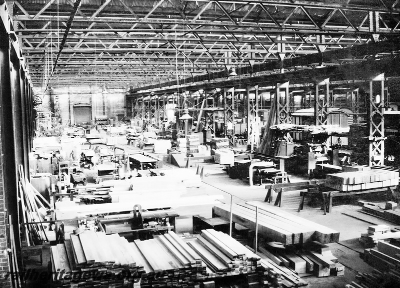 P23795
Sawmill, Midland Workshops, overall view looking along the shop
