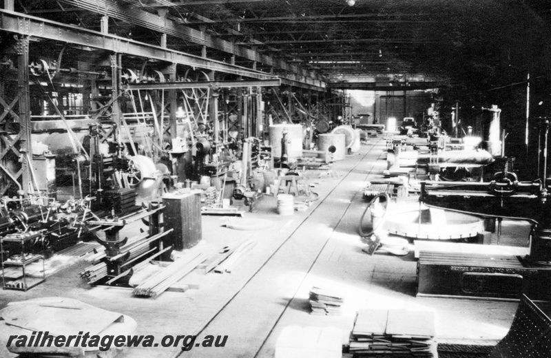 P23797
Boiler Shop,  Block 2, Midland Workshops, overall view looking along the shop
