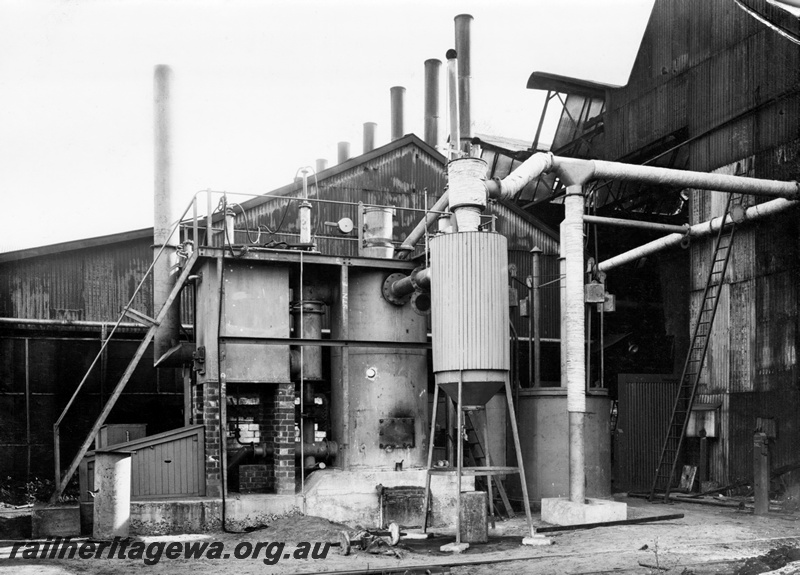 P23812
Plant for making gas from Collie coal, long ladder, Midland, ER line, ground level view
