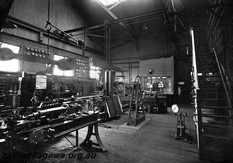 P23829
Interior view of Test Room, various machinery, Midland workshops, Midland, ER line, ground level view
