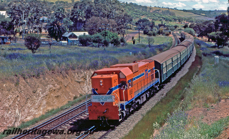 P24095
A class 1512, on ARHS tour train, Toodyay, Avon Valley line, front and side view
