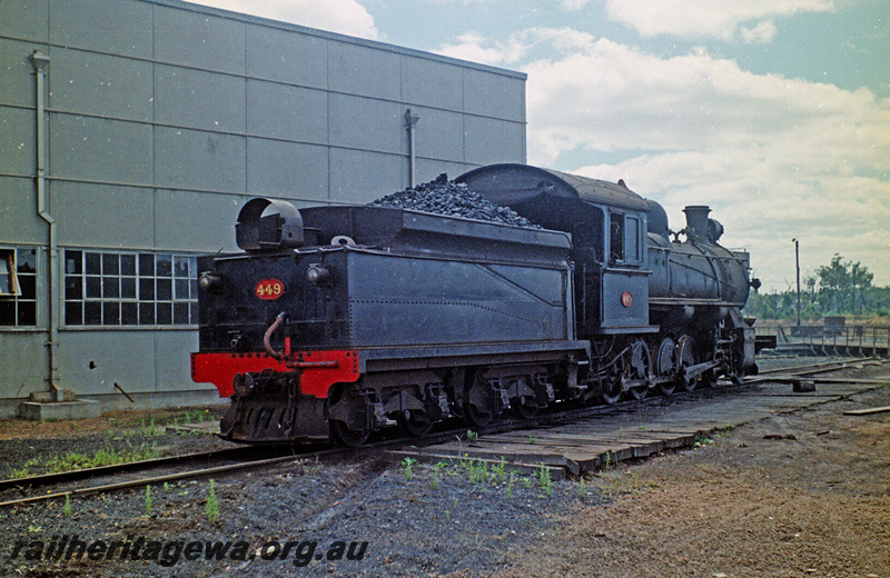 P24165
P class 449, turntable, shed, Collie locomotive depot, BN line, rear and side view
